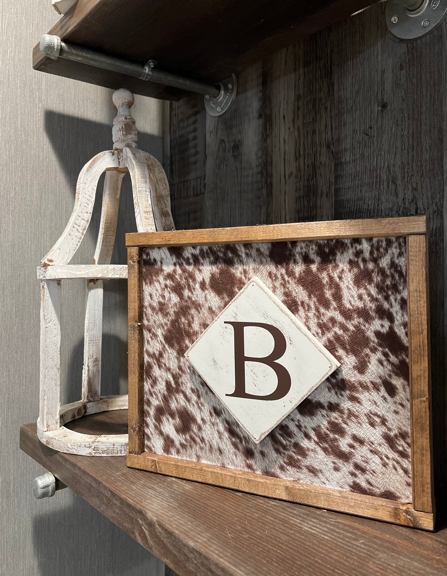 Cowhide wooden sign - cowhide name sign - wedding sign - western decor