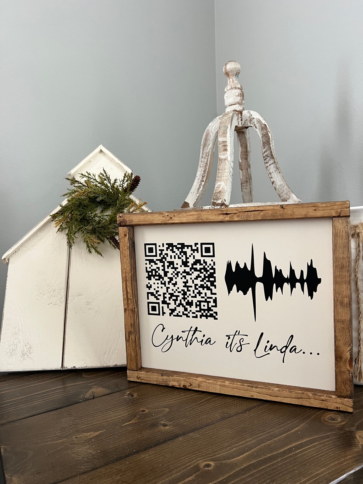 Voice memo wooden sign - memorable sign - QR code sign - sound wave sign - memorable sign