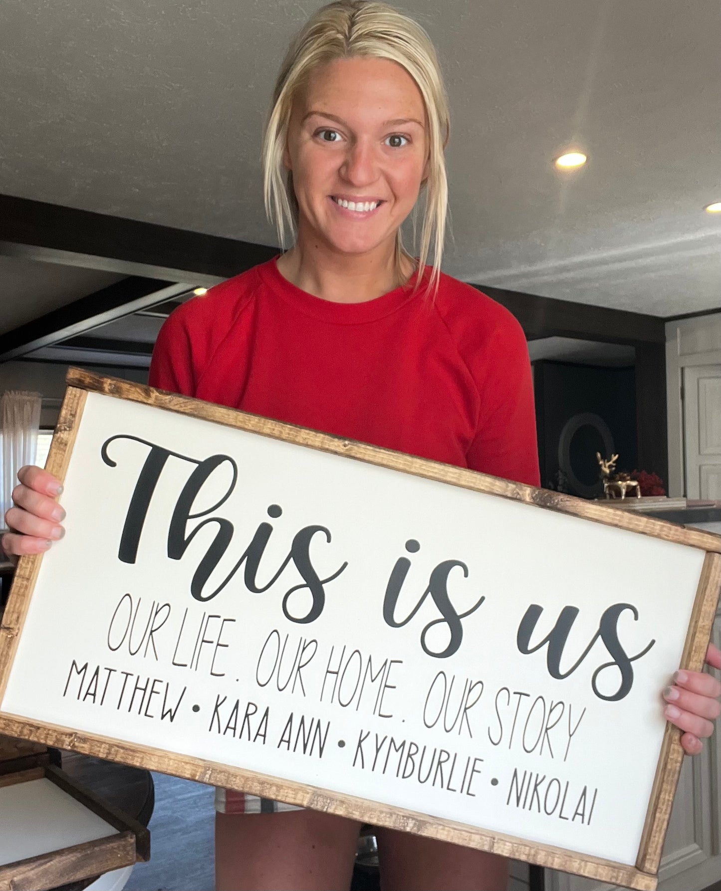 This is us - family sign with names - this is us our life out home our story wooden sign
