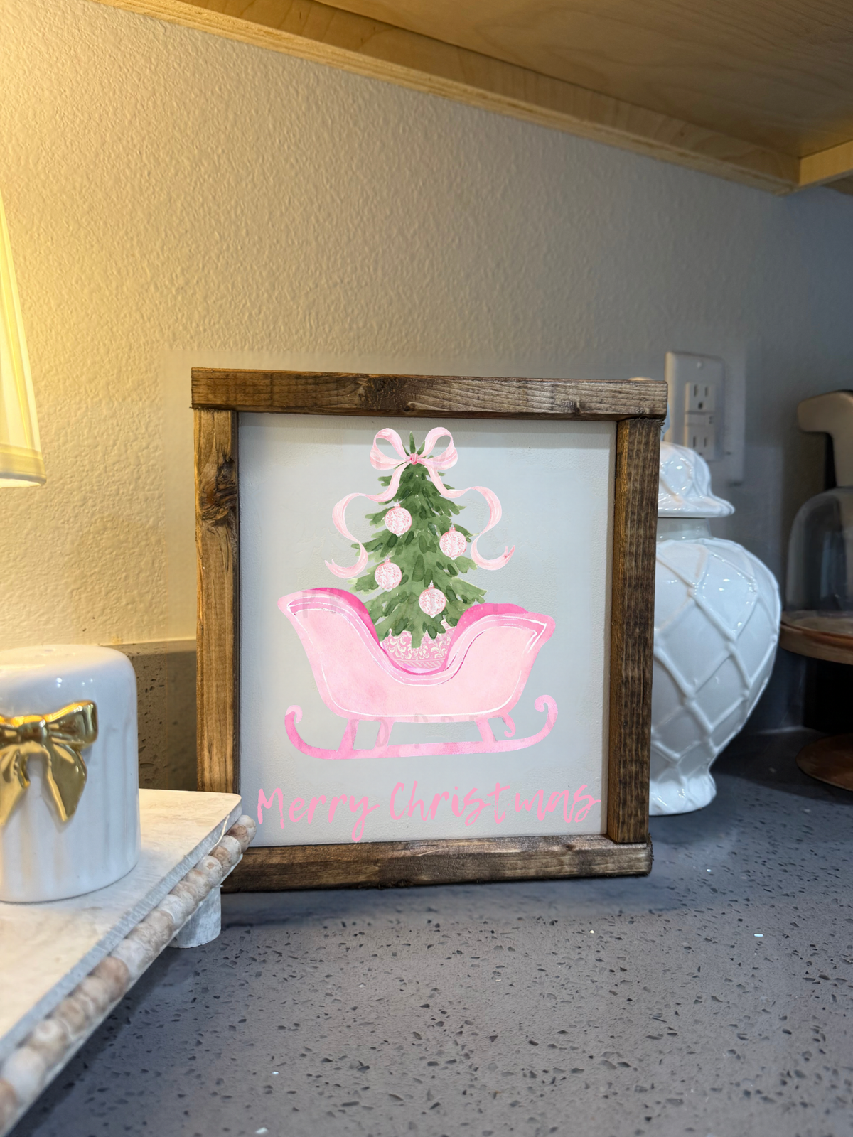 Merry Christmas pink sleigh