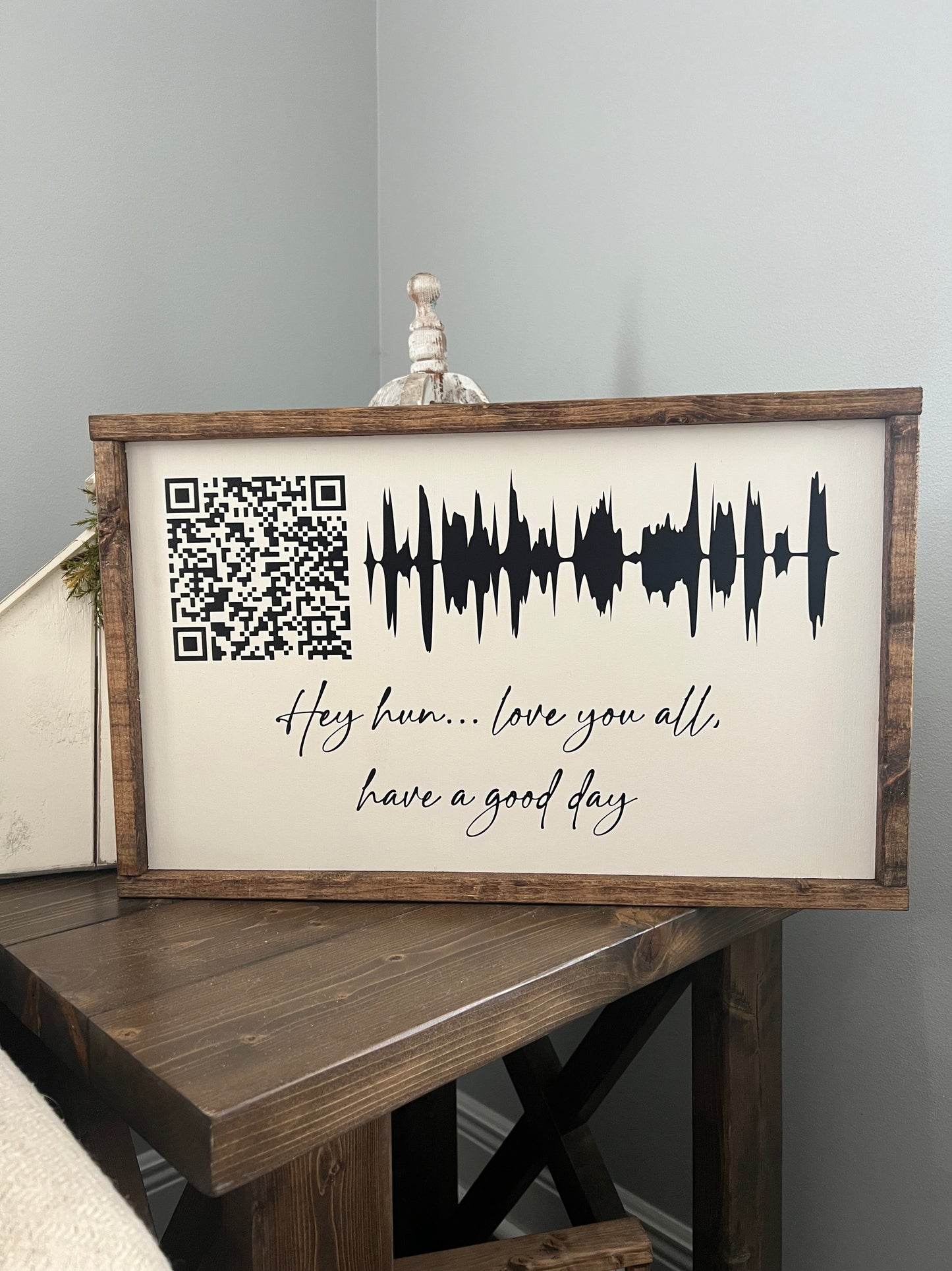 Voice memo wooden sign - memorable sign - QR code sign - sound wave sign - memorable sign