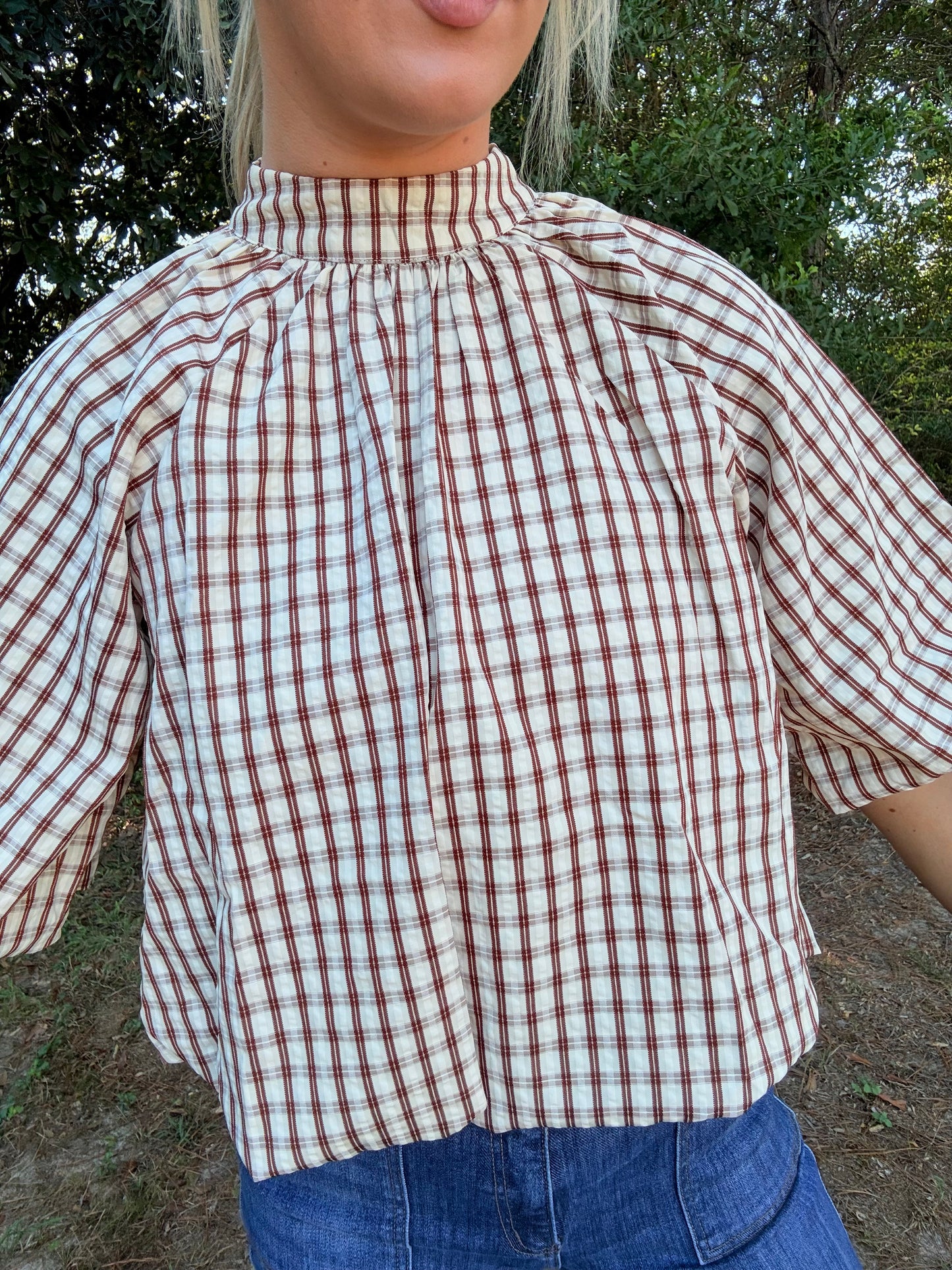 Plaid bubble top