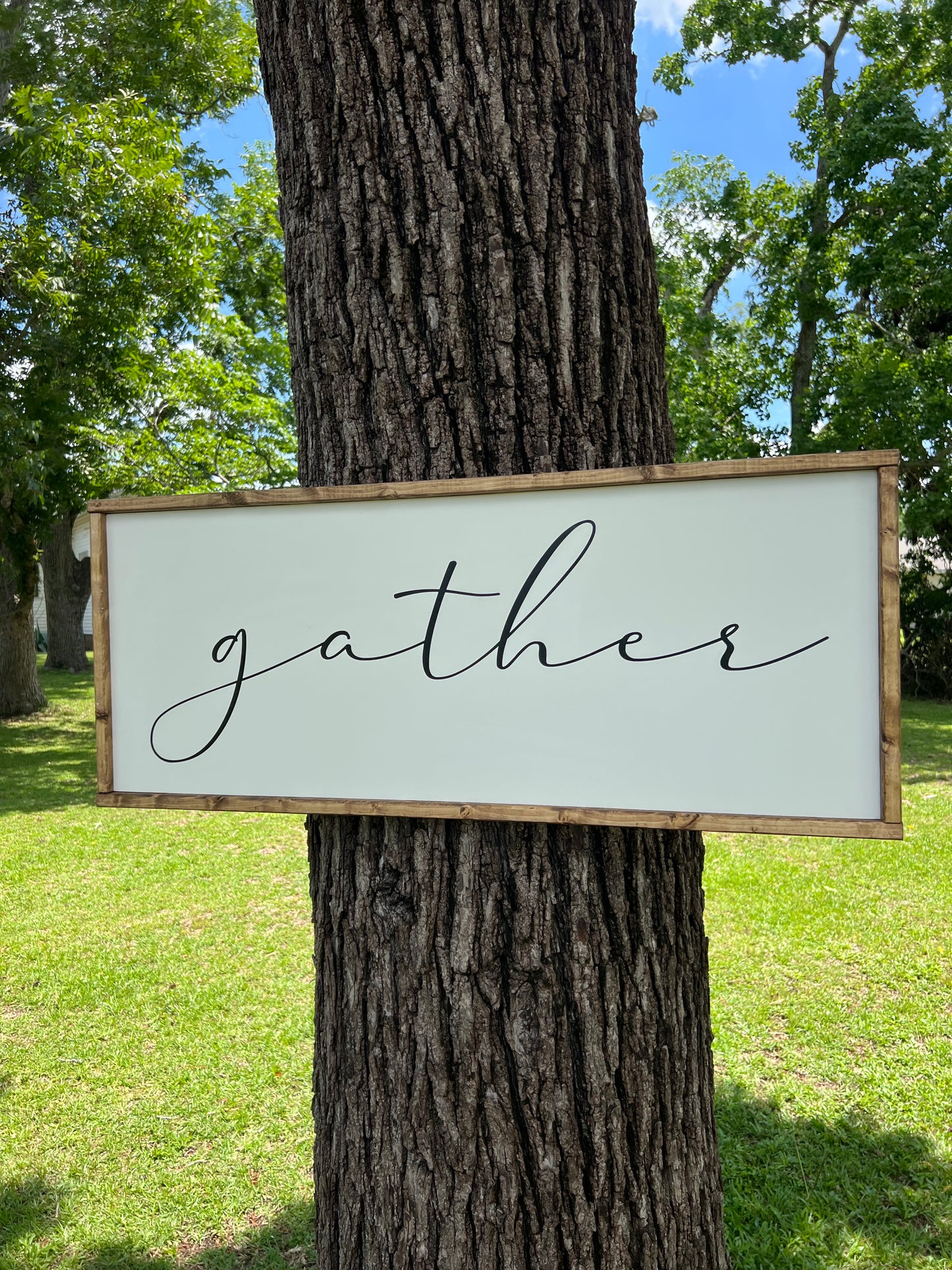 Gather wooden sign