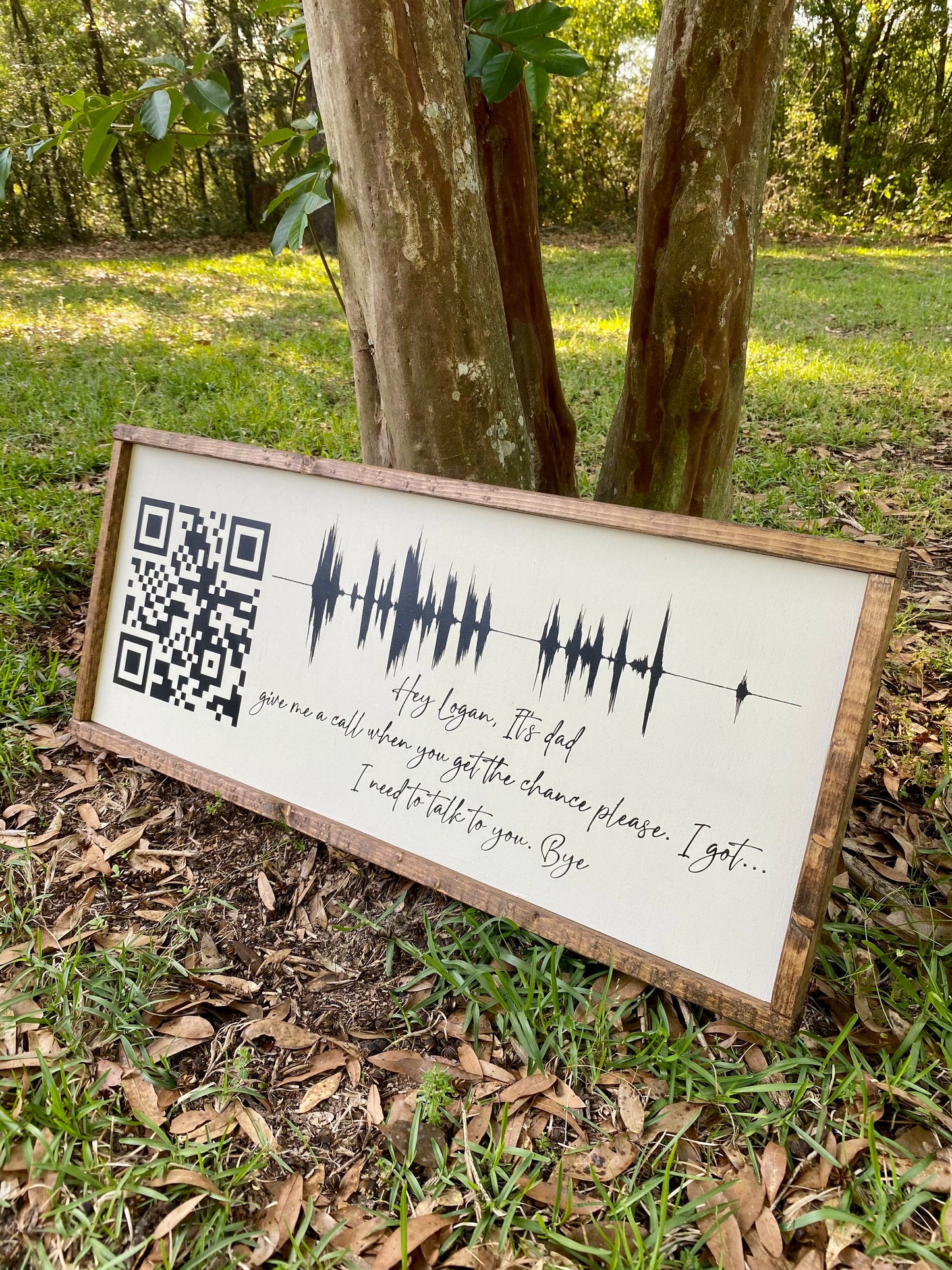 Voice memo wooden sign - memorable sign - QR code sign - sound wave sign - memorable sign