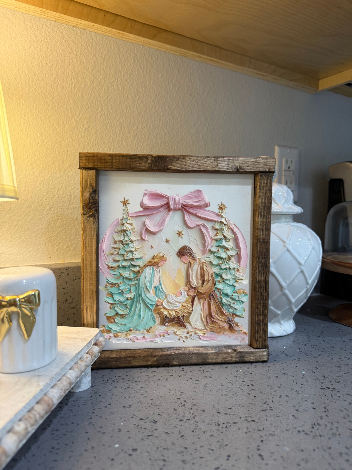 Pink Nativity Christmas Board