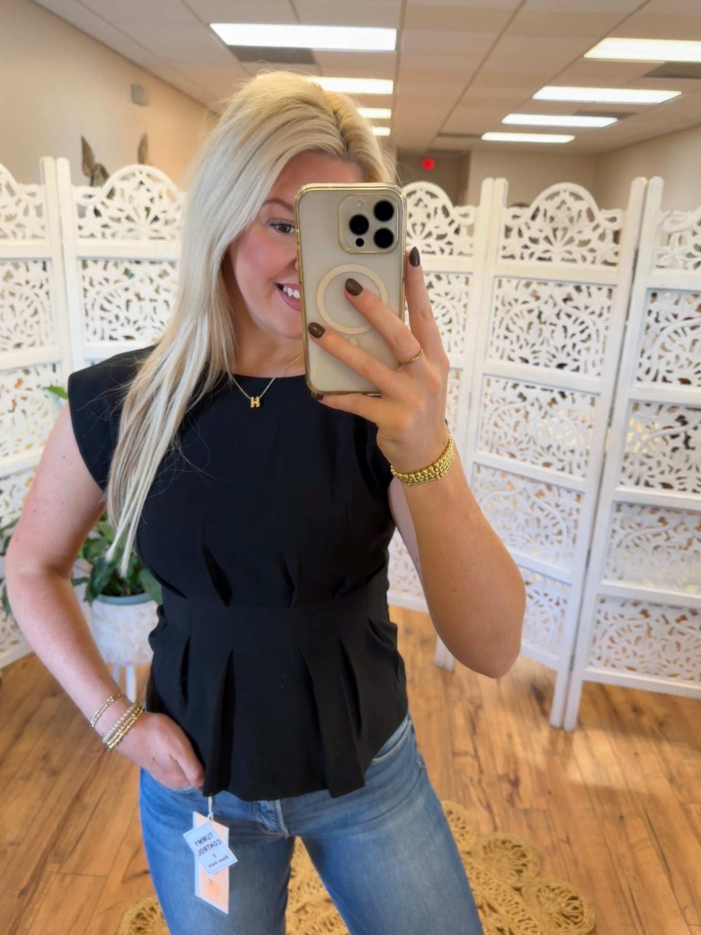 Black pleated top