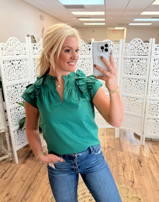 Ruffle Green Top
