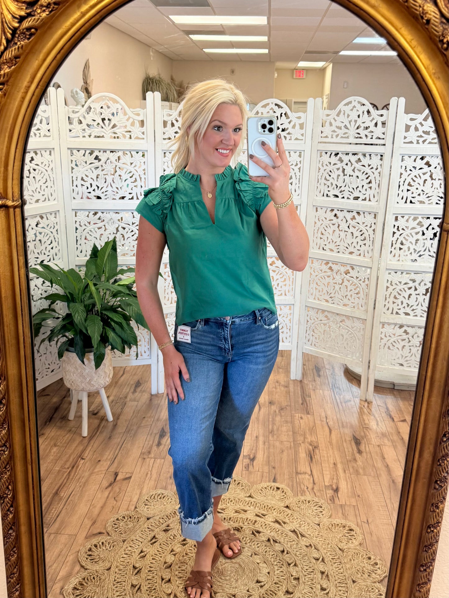 Ruffle Green Top