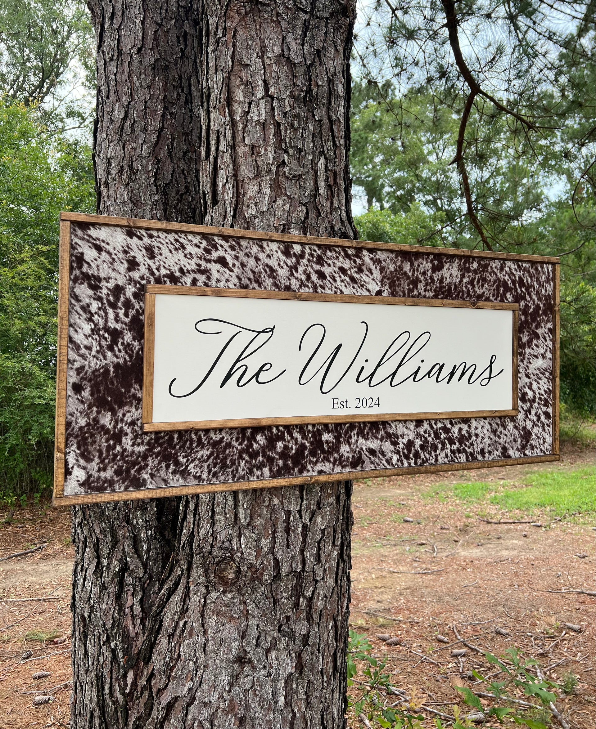 Last name cowhide sign - wedding signs - cowhide signs - last name signs