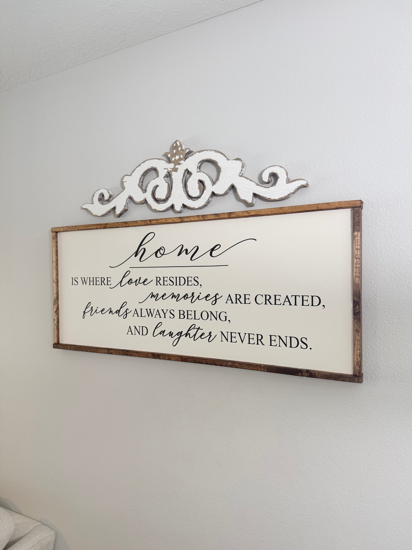 Home wooden sign - is where love resides, memories are made - living room sign - family sign