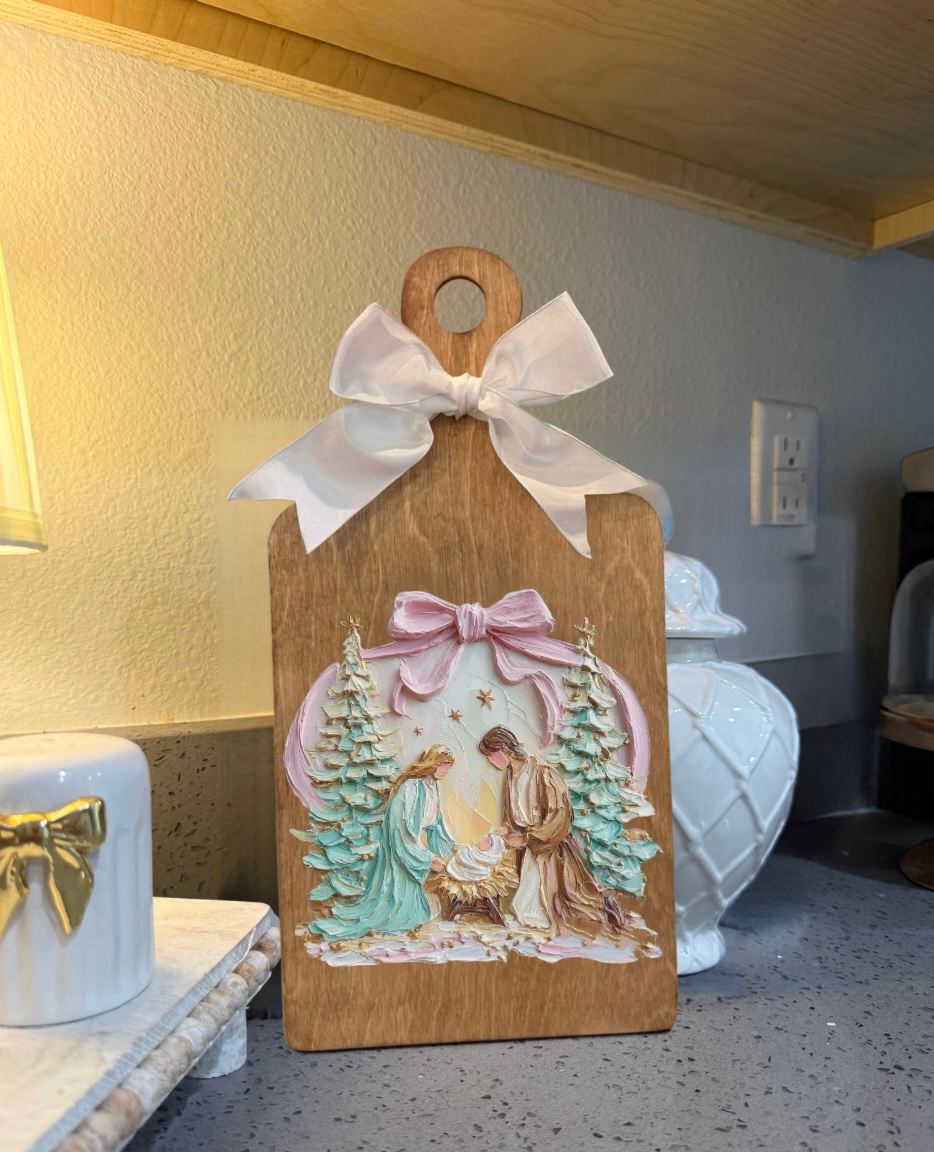 Pink Nativity Christmas Board