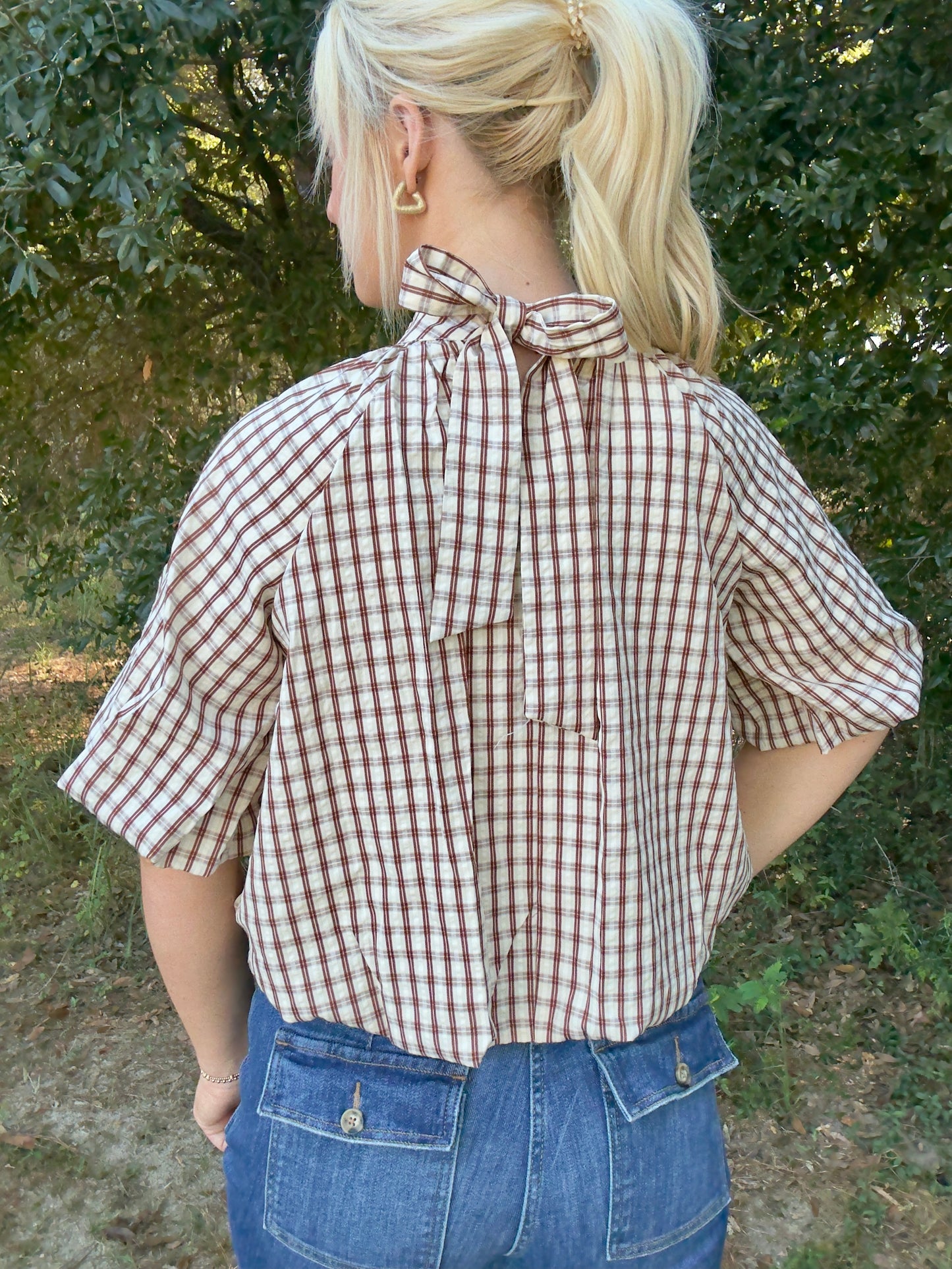 Plaid bubble top