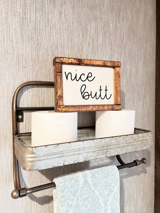 Nice butt bathroom sign - bathroom decor