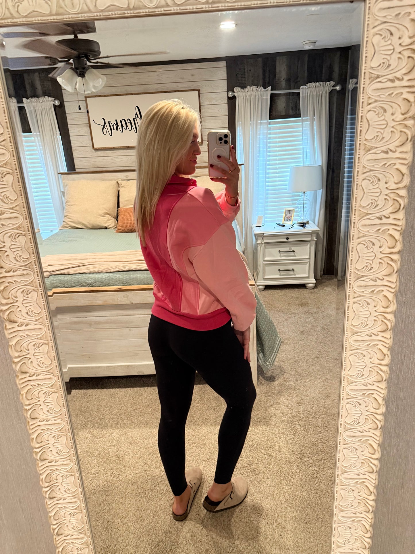 Three pink sweatshirt