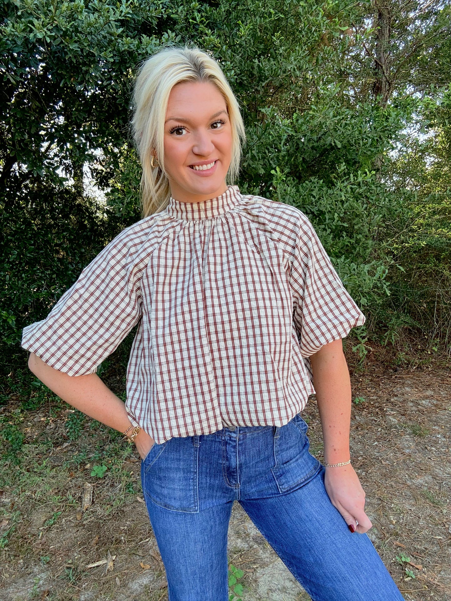 Plaid bubble top