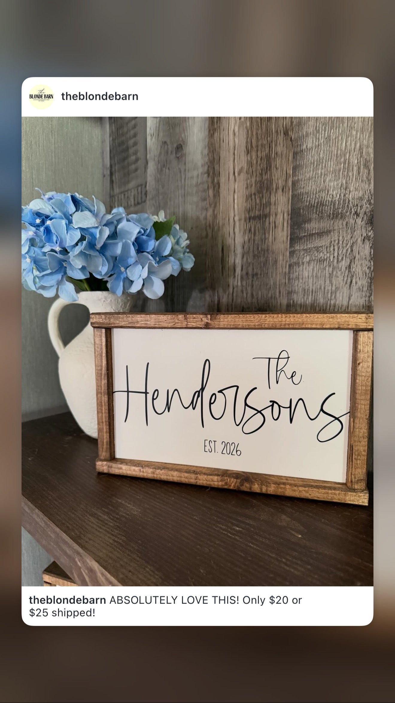 Last name small sign